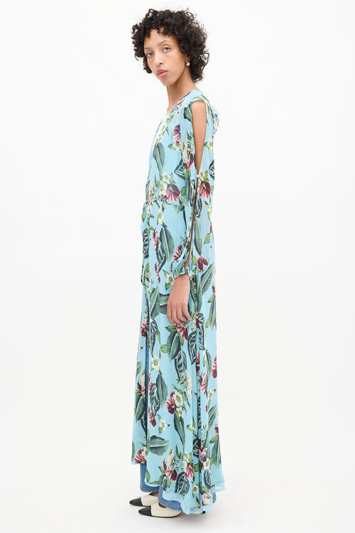 Nicholas Blue 
Multicolour Floral Cold Shoulder Wrap Dress