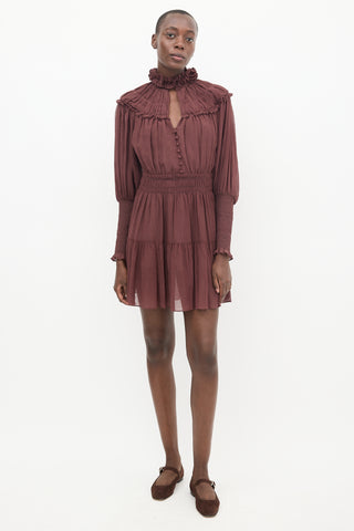 Nicholas Brown Crepe Ruffled Dress