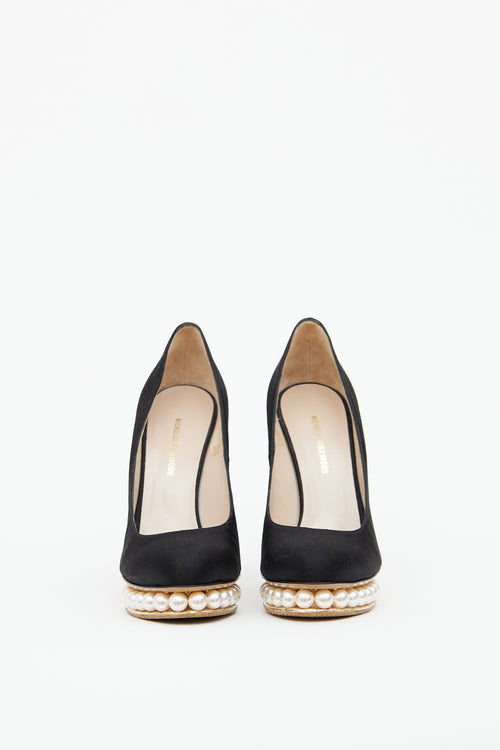 Black Satin 
Pearl Platform Pump