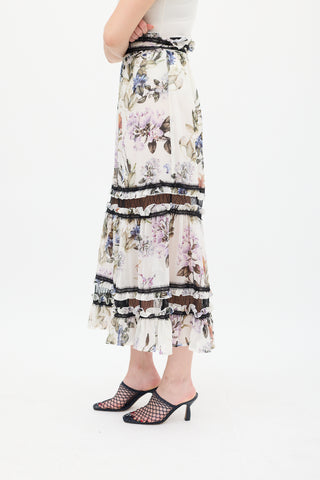 Nicholas White 
Multicolour Silk Floral Panelled Skirt