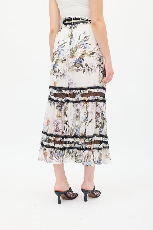 Nicholas White 
Multicolour Silk Floral Panelled Skirt