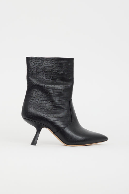 Nicholas Kirkwood Black Embossed Leather Heeled Boot