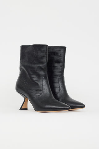 Nicholas Kirkwood Black Embossed Leather Heeled Boot