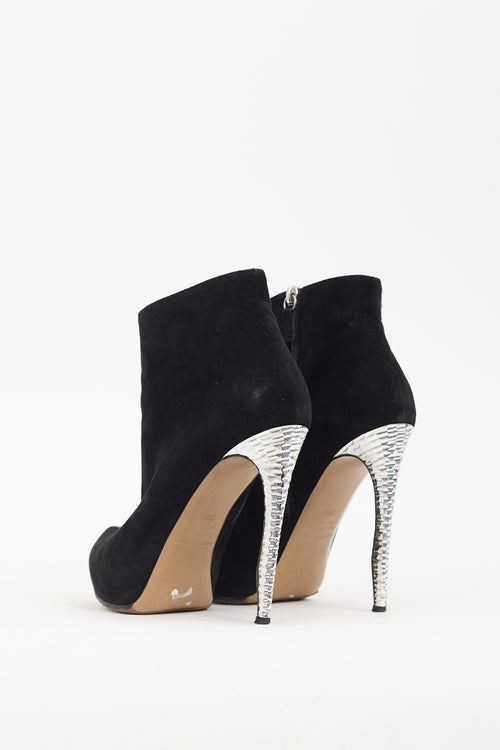 Nicholas Kirkwood Black Suede 
Silver Metallic Platform Boot