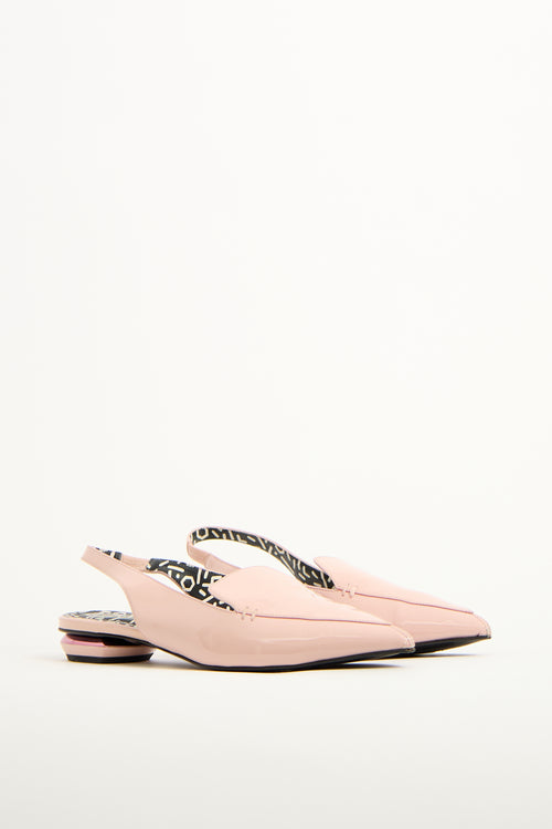 Nicholas Kirkwood Pink Patent Leather Slingback Flat