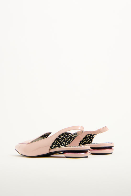 Nicholas Kirkwood Pink Patent Leather Slingback Flat