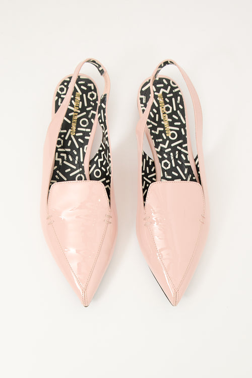 Nicholas Kirkwood Pink Patent Leather Slingback Flat