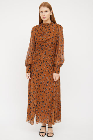 Brown 
Black Ruched Maxi Dress Nicholas