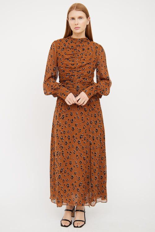 Brown 
Black Ruched Maxi Dress Nicholas