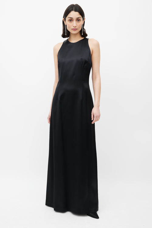 Nicole Miller Black Satin Maxi Dress