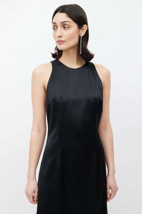 Nicole Miller Black Satin Maxi Dress