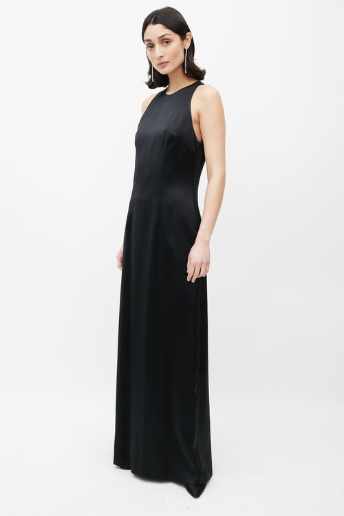 Nicole Miller Black Satin Maxi Dress