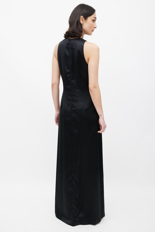 Nicole Miller Black Satin Maxi Dress