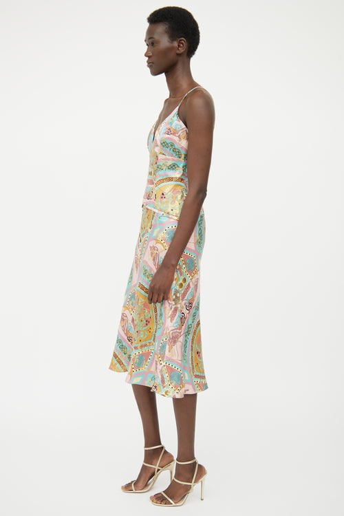 Nicole Miller Pink Multi Colour Print Dress