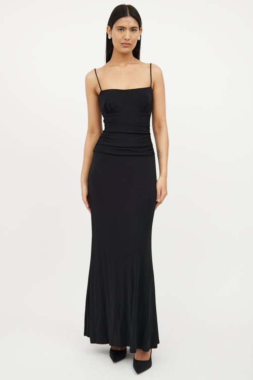 Black Ruched Maxi Dress