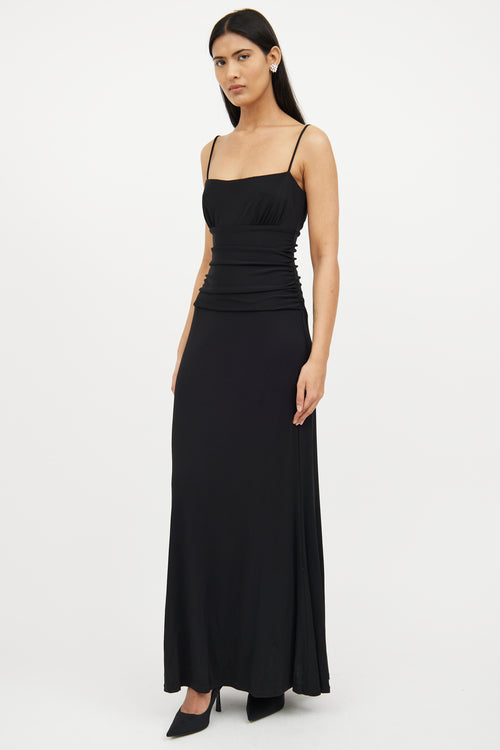 Black Ruched Maxi Dress