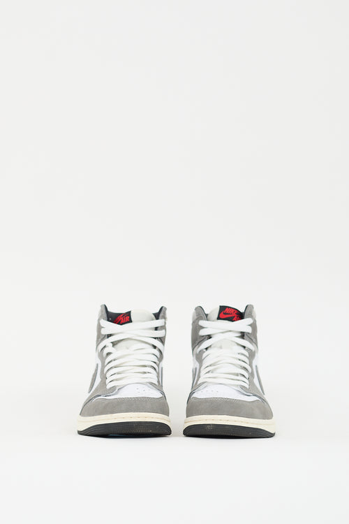 Nike Air Jordan Grey 
White Retro High 1 Sneaker