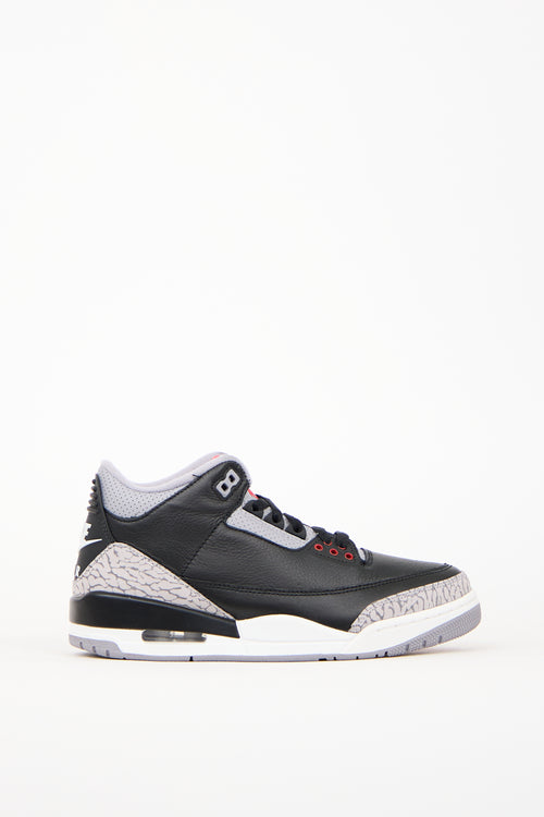 Nike Black 
Grey Air Jordan Retro 3 Sneaker