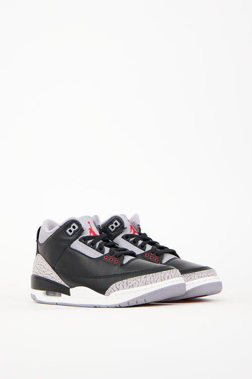 Nike Black 
Grey Air Jordan Retro 3 Sneaker