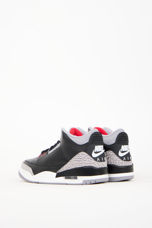 Nike Black 
Grey Air Jordan Retro 3 Sneaker