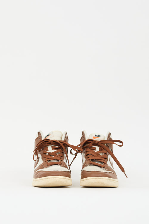 Nike Brown Leather 
Cream Canvas Dunk High Sneaker