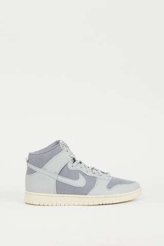 Nike Grey Leather 
Canvas Dunk High Premium Sneaker