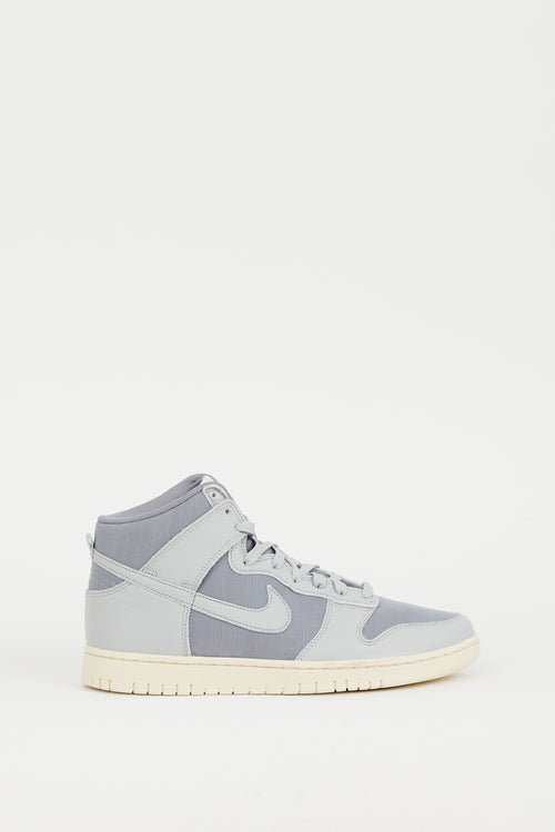 Nike Grey Leather 
Canvas Dunk High Premium Sneaker