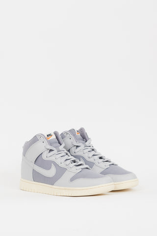 Nike Grey Leather 
Canvas Dunk High Premium Sneaker