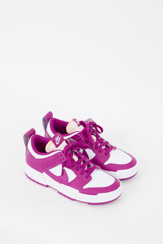 Nike White 
Purple Leather Dunk Disrupt Sneaker