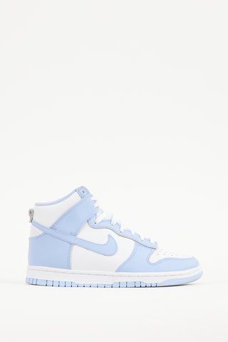 Nike White 
Blue Leather Dunk High Sneaker