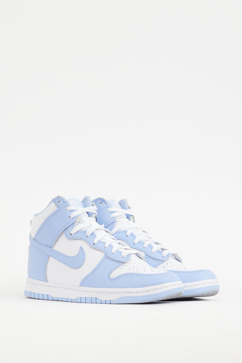 Nike White 
Blue Leather Dunk High Sneaker