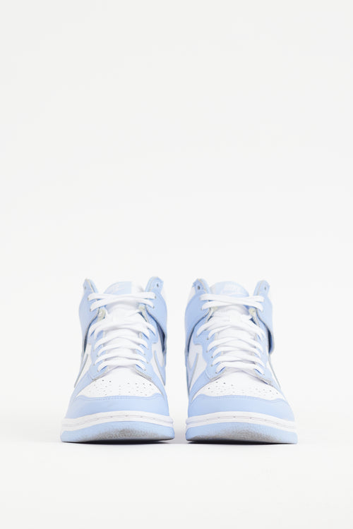 Nike White 
Blue Leather Dunk High Sneaker