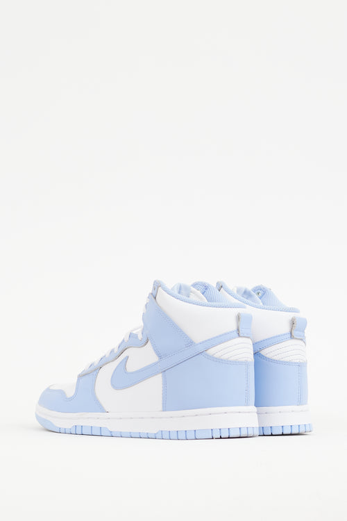 Nike White 
Blue Leather Dunk High Sneaker