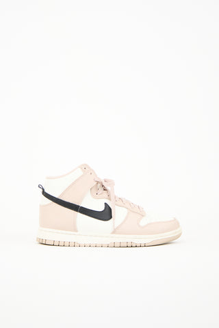 Nike White 
Pink Leather Dunk High Sneaker