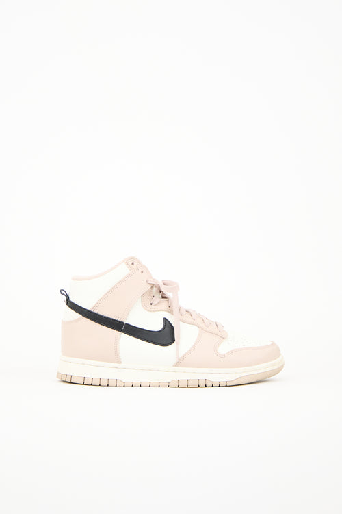 Nike White 
Pink Leather Dunk High Sneaker