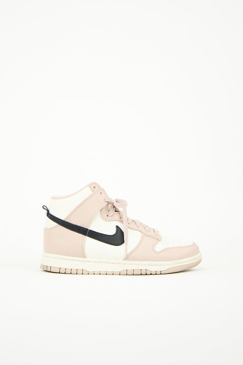 Nike White 
Pink Leather Dunk High Sneaker