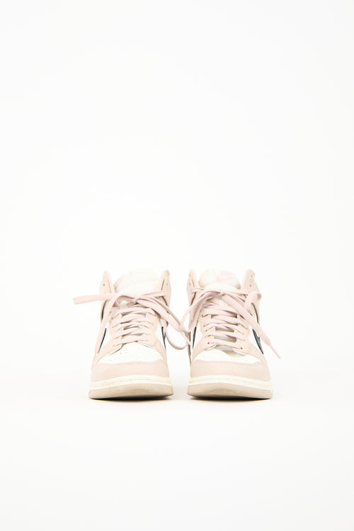 Nike White 
Pink Leather Dunk High Sneaker