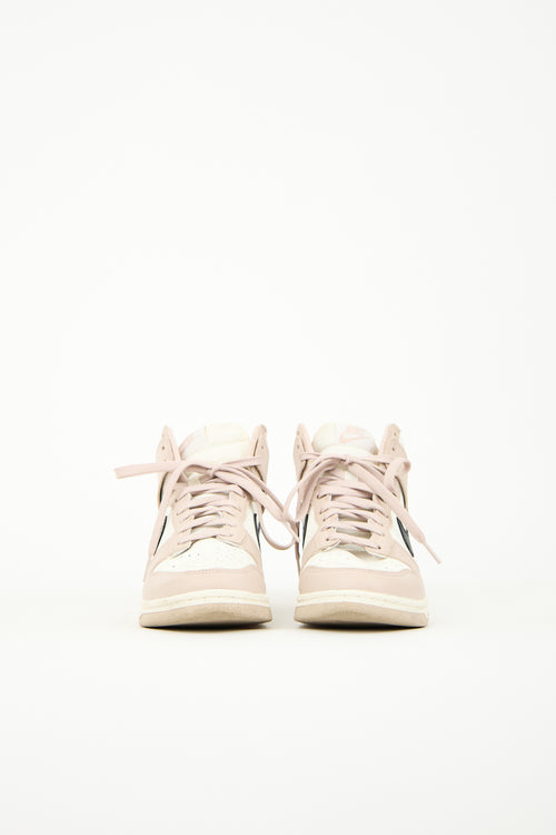 Nike White 
Pink Leather Dunk High Sneaker