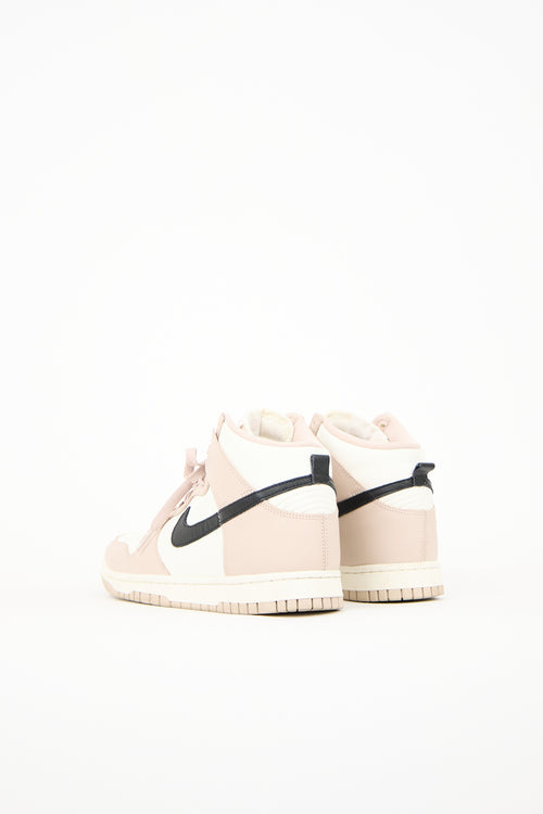 Nike White 
Pink Leather Dunk High Sneaker