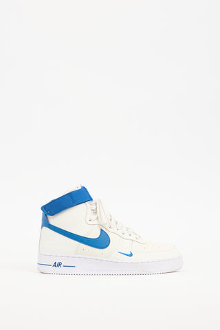 Nike White 
Blue Air Force 1 High Sneaker