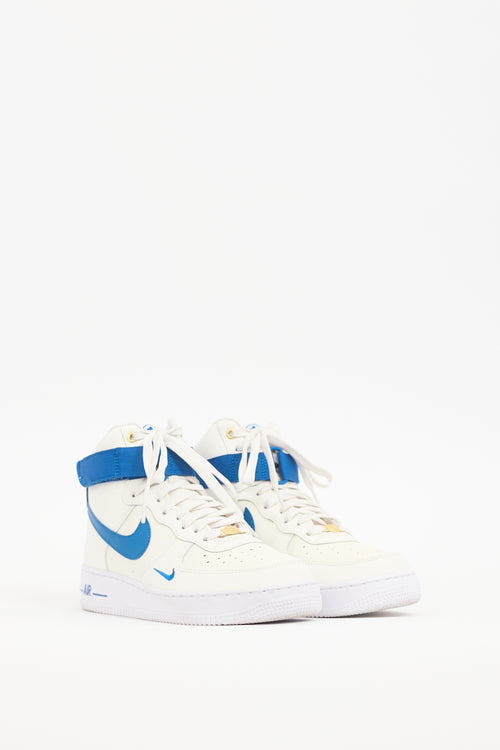 Nike White 
Blue Air Force 1 High Sneaker