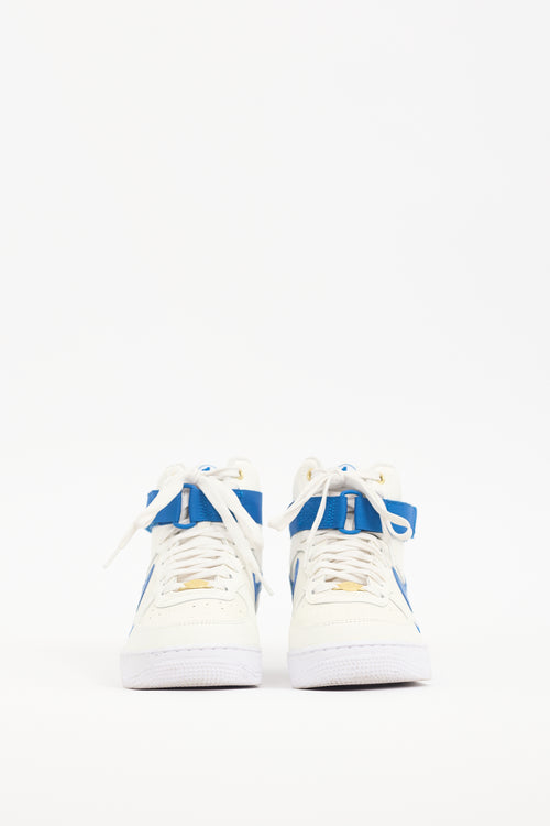 Nike White 
Blue Air Force 1 High Sneaker