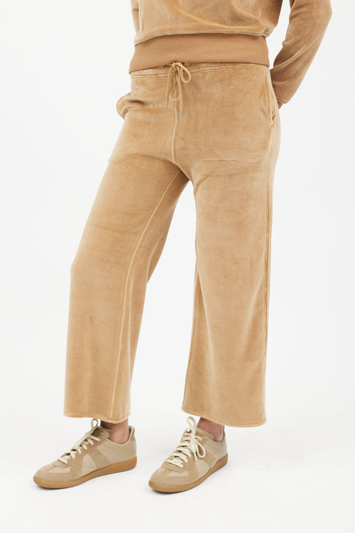 Nili Lotan Beige Velvet 2 Piece Tracksuit