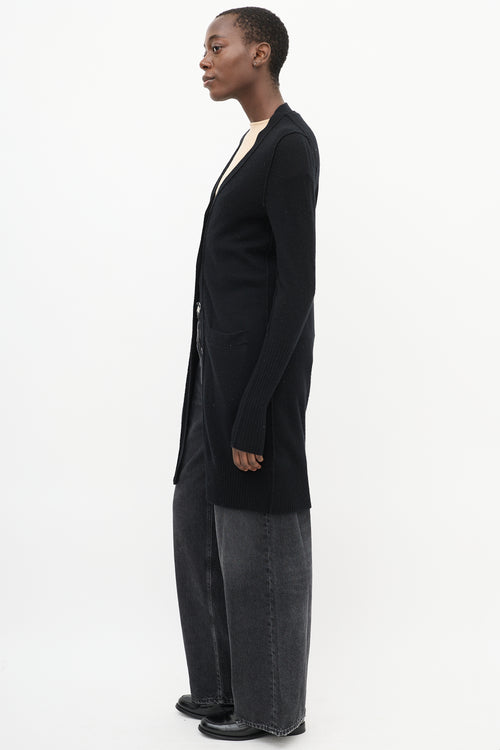 Nili Lotan Black Cashmere Long V-Neck Cardigan