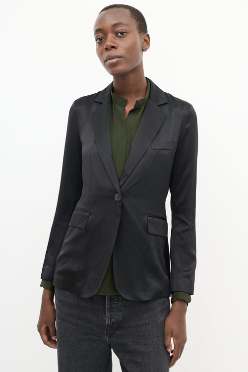 Nili Lotan Black Silk Two Pocket Blazer