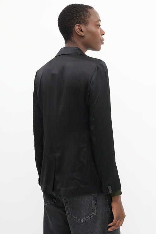 Nili Lotan Black Silk Two Pocket Blazer