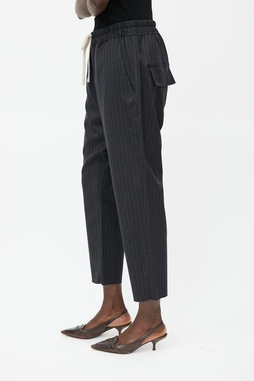 Nili Lotan Black Striped Drawstring Trouser