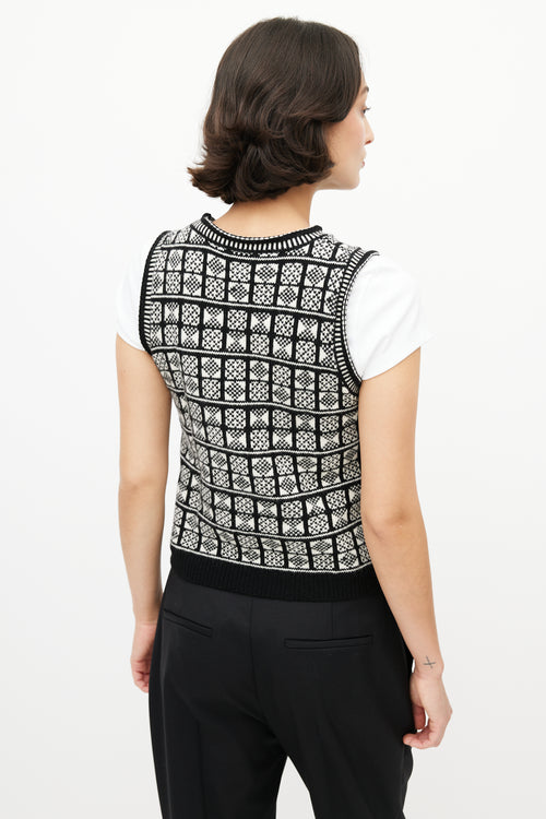 Nili Lotan Black 
White Wool Knit Vest