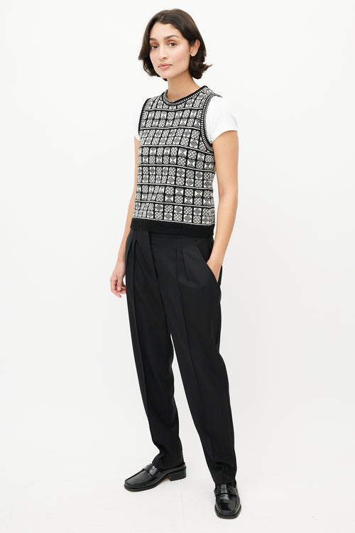 Nili Lotan Black Wool Pleated Trouser