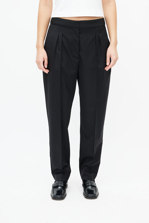 Nili Lotan Black Wool Pleated Trouser